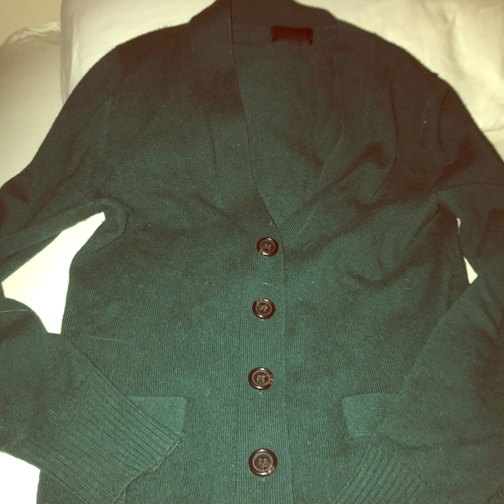 J. Crew dark green cashmere cardigan